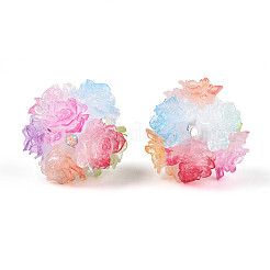 Polymer Clay Rhinestone Beads with Embossed Resin Roses&nbsp;RESI-T059-04L