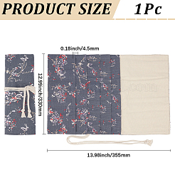 Flower Printed Polyester Cloth Knitting Tools Storage Roll Bags&nbsp;AJEW-WH20054-349B