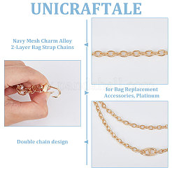 Navy Mesh Charm Alloy 2-Layer Bag Strap Chains&nbsp;AJEW-WH0348-337G