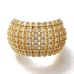 Rack Plating Brass Clear Cubic Zirconia Open Cuff Rings&nbsp;RJEW-S411-18G
