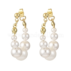 Shell Pearl Beaded Dangle Stud Earrings&nbsp;EJEW-JE06362-01