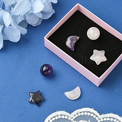 Natural Gemstone Healing Moon & Star & Round Ornaments&nbsp;AJEW-FS0001-12B