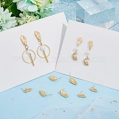 12Pcs 2 Style Brass Stud Earring Findings&nbsp;KK-FH0004-95