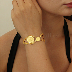 Brass Rhombus with Flat Round Link Chain Bracelets for Women&nbsp;GY9986-1