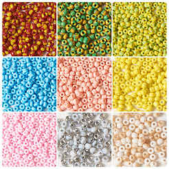 45G 9 Colors Two Tone Opaque Colours Glass Seed Beads&nbsp;SEED-TA0001-22