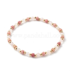 Natural Rose Quartz & Rhodonite Beaded Stretch Bracelets Sets&nbsp;BJEW-JB06255-01
