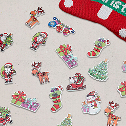 100Pcs 10 Styles Christmas 2-Hole Spray Painted Maple Wooden Buttons&nbsp;WOOD-SP0001-67