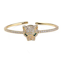 Cubic Zirconia Leopard Open Cuff Bangle&nbsp;BJEW-N012-028