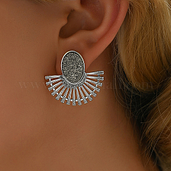 Rhodium Plated Fan Shape Alloy Stud Earring for Women&nbsp;MW7420-2