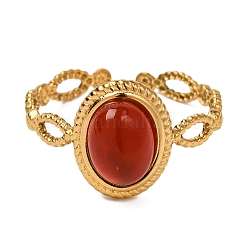 Oval Natural Carnelian Finger Rings&nbsp;RJEW-Q822-29G-02