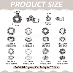 520Pcs 10 Styles Tibetan Style Alloy Spacer Beads&nbsp;FIND-UN0010-06