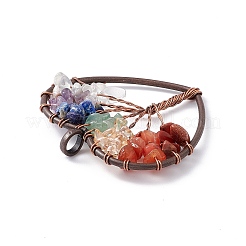 7 Chakra Heart Natural Mixed Stone Copper Wire Wrapped Chip Big Pendants&nbsp;G-E195-13R