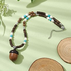 Natural Wenge Wood Pendant Necklaces&nbsp;NJEW-JN04791-02