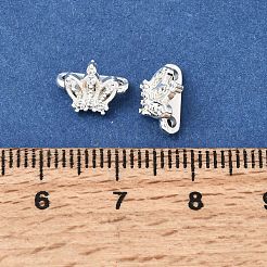 Brass Micro Pave Clear Cubic Zirconia 2-Loop Crown Spacer Bars&nbsp;KK-C258-16S