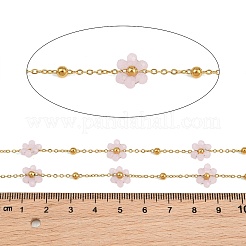 Glass & 304 Stainless Steel Cable Chain Beaded Chains&nbsp;SA-CBAD321-03I