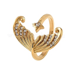 Ocean 304 Stainless Steel Rhinestone Cuff Open Rings&nbsp;SA-CBA183D-08A-G