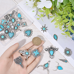 30Pcs 15 Styles Synthetic Turquoise Pendants&nbsp;FIND-BM0001-30
