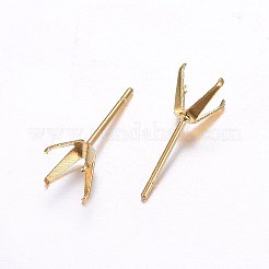 304 Stainless Steel Prong Earring Settings&nbsp;LS-STAS-O098-06G-01