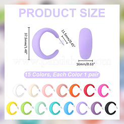15 Pairs 15 Colors Acrylic C-Shaped Stud Earrings&nbsp;EJEW-WR0001-012
