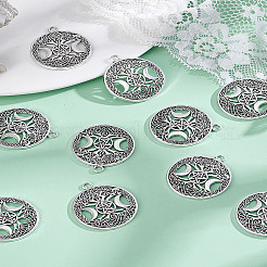 20Pcs Tibetan Style Hollow Alloy Pendants&nbsp;FIND-LP0001-93AS