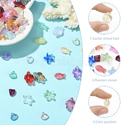 120Pcs 4 Styles Transparent Spray Painted Glass Beads&nbsp;GLAA-YW0004-32