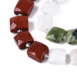 Natural Canada Jade & Red Jasper & Rainbow Moonstone Beads Strands&nbsp;G-T144-18B-01