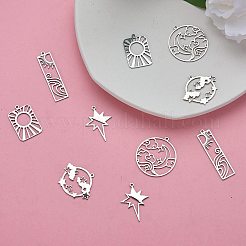 12Pcs 6 Styles 201 Stainless Steel Pendants&nbsp;STAS-SZ0002-21