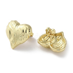 Rack Plating Brass Textured Heart Stud Earrings&nbsp;EJEW-M237-06G