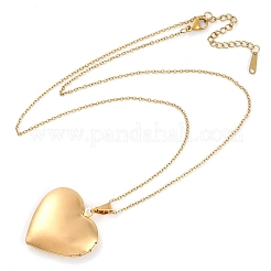 304 Stainless Steel Heart Locket Pendant Cable Chain Necklaces for Women&nbsp;NJEW-M050-04E-G