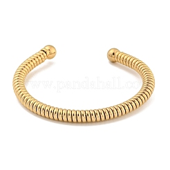 Ion Plating(IP) Telephone Wire Style 304 Stainless Steel Cuff Bangles&nbsp;BJEW-P331-05G