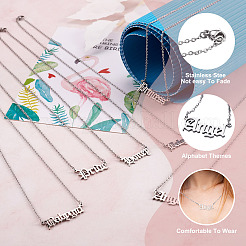 6Pcs 6 Style 304 Stainless Steel Word Pendant Necklace&nbsp;NJEW-KS0001-06P