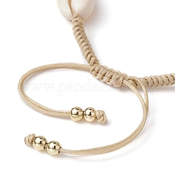 Natural Shell & Maple Wood Braided Bead Bracelet&nbsp;BJEW-TA00393