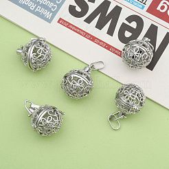 Eco-Friendly Hollow Brass Round Cage Pendants&nbsp;KK-L143-02-NR