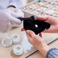 Aluminium Loose Diamond Storage Boxes with Hexagonal Glass Visible Lid&nbsp;LS-CON-WH0110-55A
