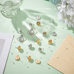 16Pcs 2 Color Brass Stud Earring Findings&nbsp;KK-BC0010-36