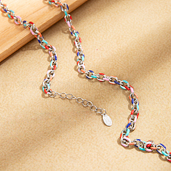 201 Stainless Steel Enamel Cable Chain Bracelets & Necklaces Sets for Women&nbsp;PT7078