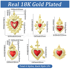 6Pcs 6 Styles Brass Micro Pave Cubic Zirconia Pendants&nbsp;KK-SC0006-92