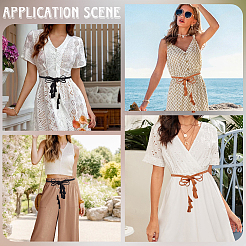 2Pcs 2 Colors Bohemian Imitation Leather Tassel with Alloy Ring Waist Chain Belts for Women&nbsp;AJEW-CL0005-22B