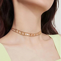 Rhombus Hollow Diamond 304 Stainless Steel Choker Necklaces&nbsp;FS-WGEDF7A-01