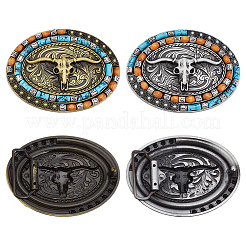 2Pcs 2 Colors Ox Head Alloy Belt Buckle for Men with Wood Bead&nbsp;FIND-AN0001-01