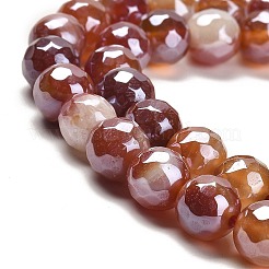 Electroplated Natural Agate Round Beads Strands&nbsp;G-L598-A01-02C