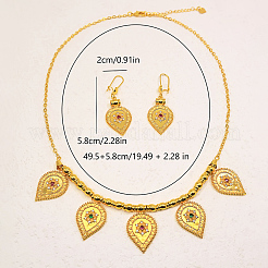 Vintage Brass Teardrop Earrings & Pendant Necklaces Sets for Women&nbsp;LL3308