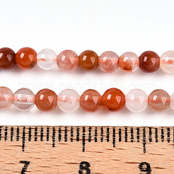 Natural Red Hematoid Quartz Beads Strands&nbsp;G-T140-4mm-01