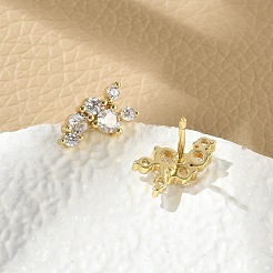 Brass Micro Pave Clear Cubic Zirconia Stud Earrings&nbsp;EJEW-R016-26G-16