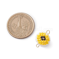 Halloween Glass Peal & Glass Seed Beaded Round Eye Links Connector Charms&nbsp;PALLOY-MZ00948-03