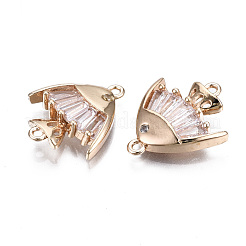 Brass Micro Pave Clear Cubic Zirconia Links Connectors&nbsp;KK-S359-160-RS