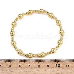 4Pcs 4 Styles Brass Round Beads Stretch Bracelets & Chain Bracelets for Women&nbsp;BJEW-D357-05G
