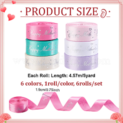 6Rolls 6 Colors Mother's Day Polyester Ribbon&nbsp;OCOR-PH0036-75B