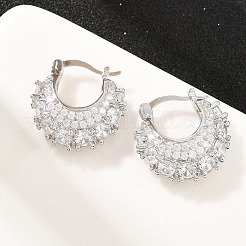 Brass Micro Pave Clear Cubic Zirconia Hoop Earrings&nbsp;EJEW-Z164-16P