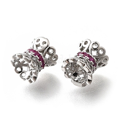 Brass Micro Pave Magenta Cubic Zirconia Beads&nbsp;KK-M318-32P